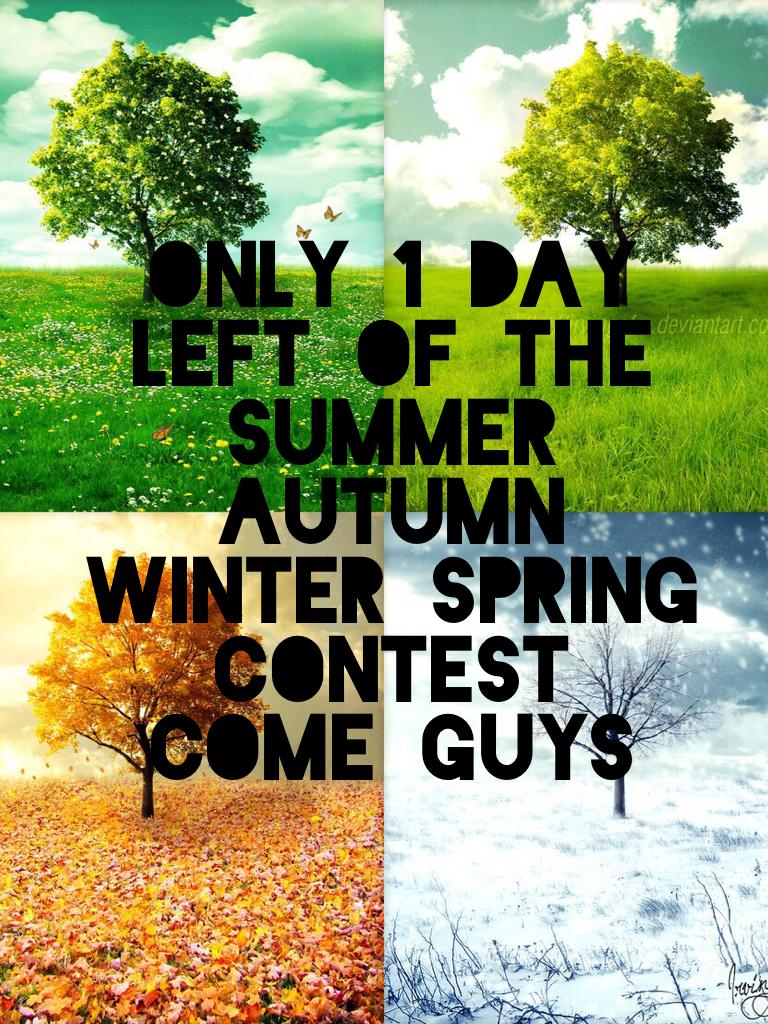 Only 1 day left of the summer autumn winter spring contest 
Come guys
