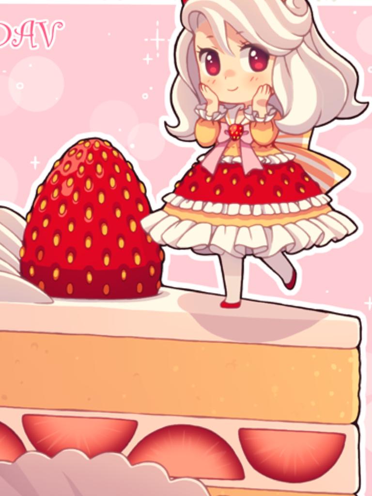 Strawberry cream sponge cake girl