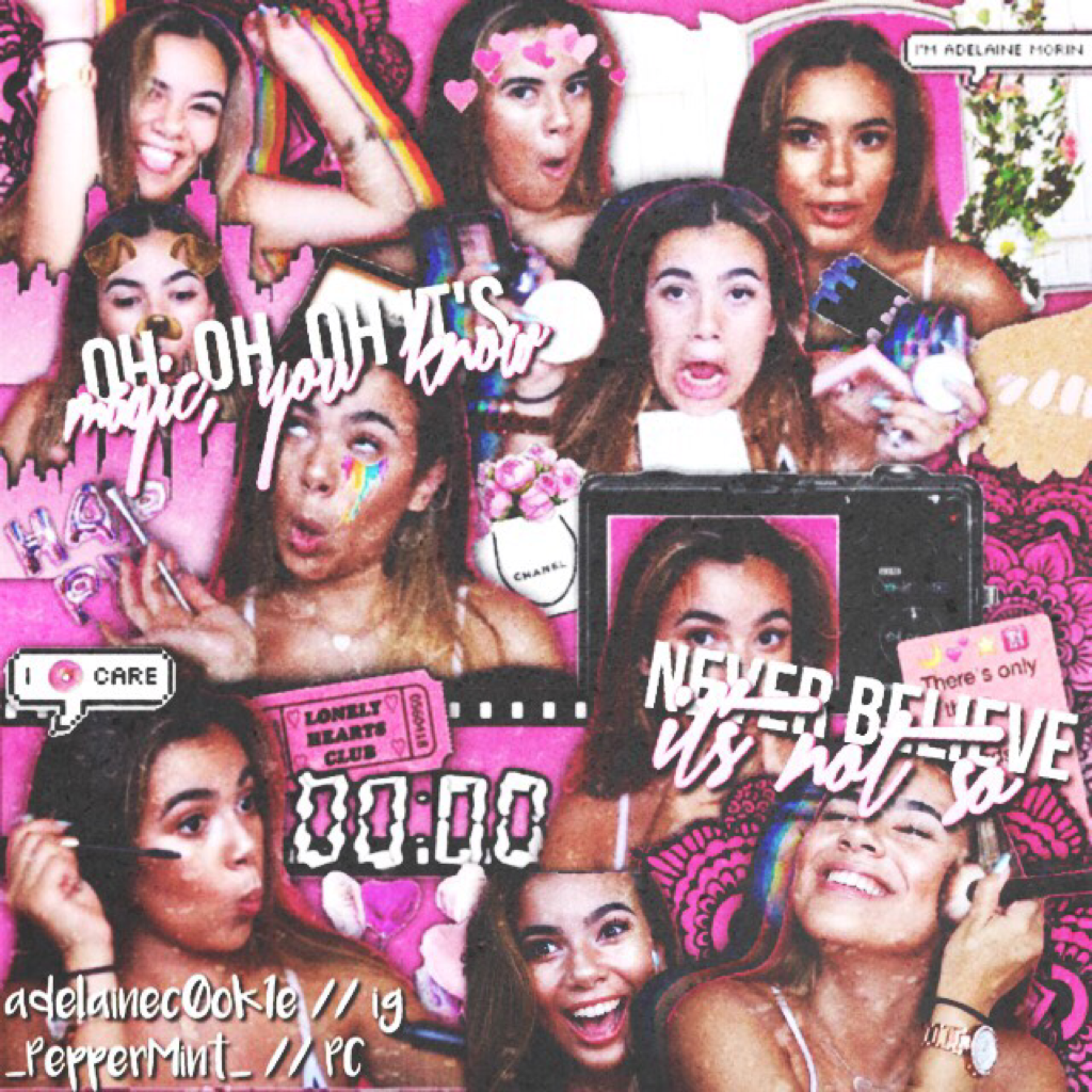 Adelaine😍💗 Idk why but lately I have not been very proud of my collages. I guess I want to get better at making them but it's hard. Do you guys like my edits? Let me know✨