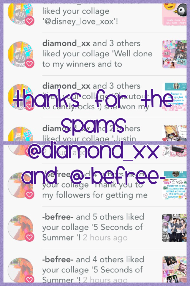 Thanks for the spams @diamond_xx and @-befree-