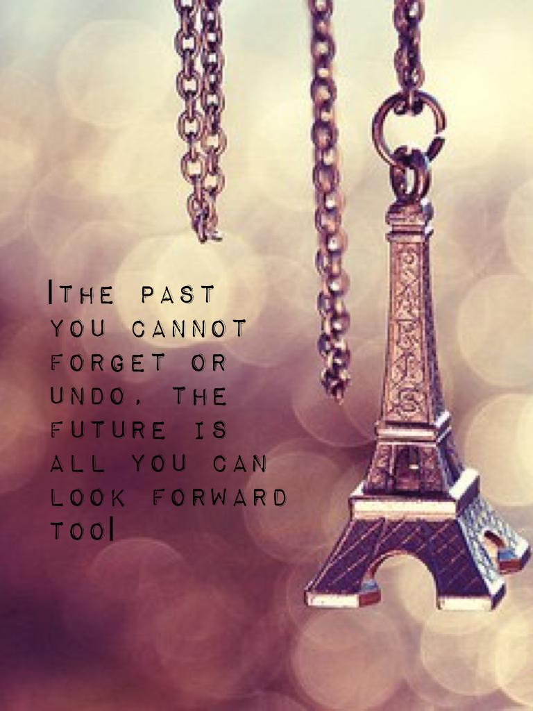 |the past you cannot forget or undo, the future is all you can look forward too|