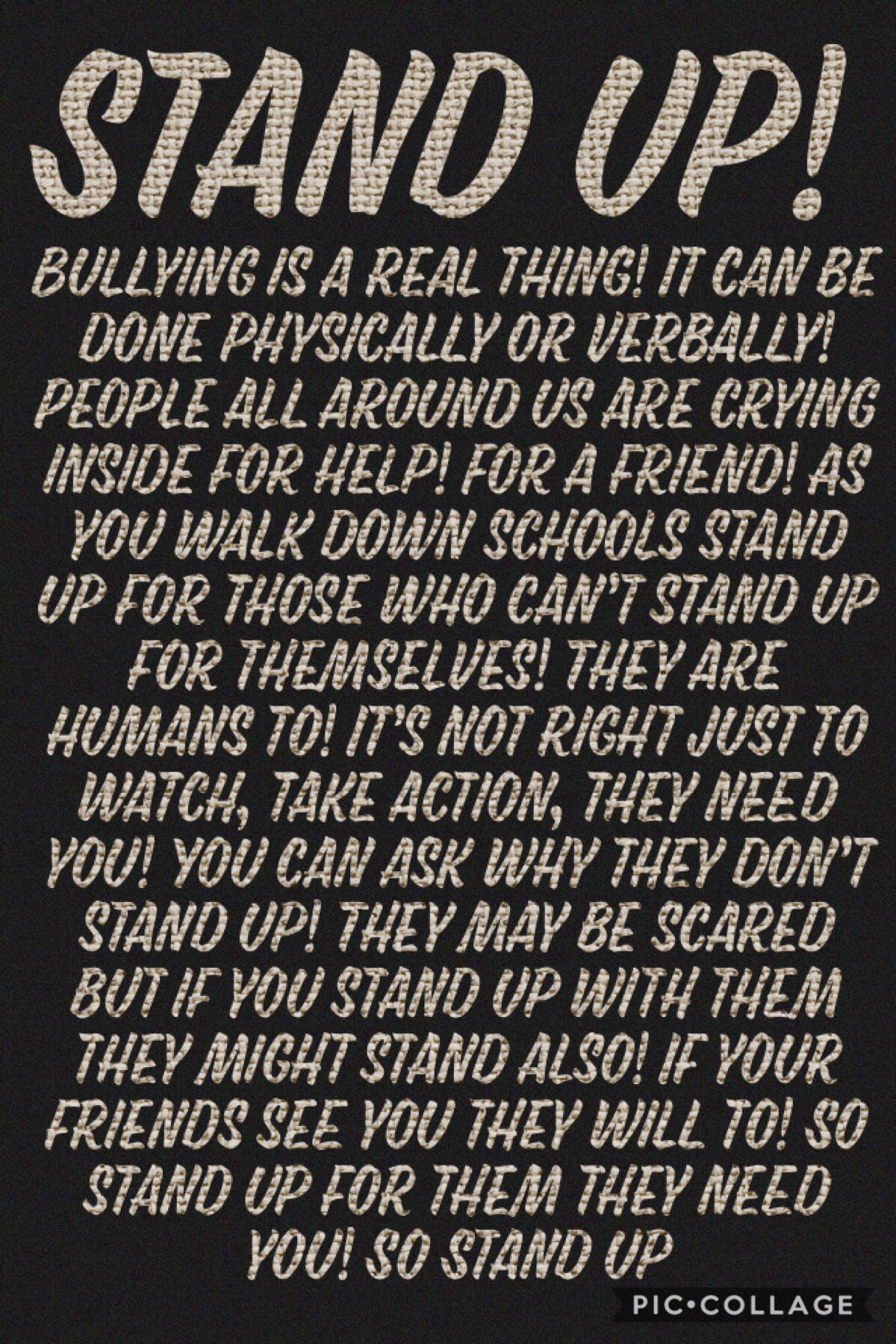 Stand up for others it can someday help you