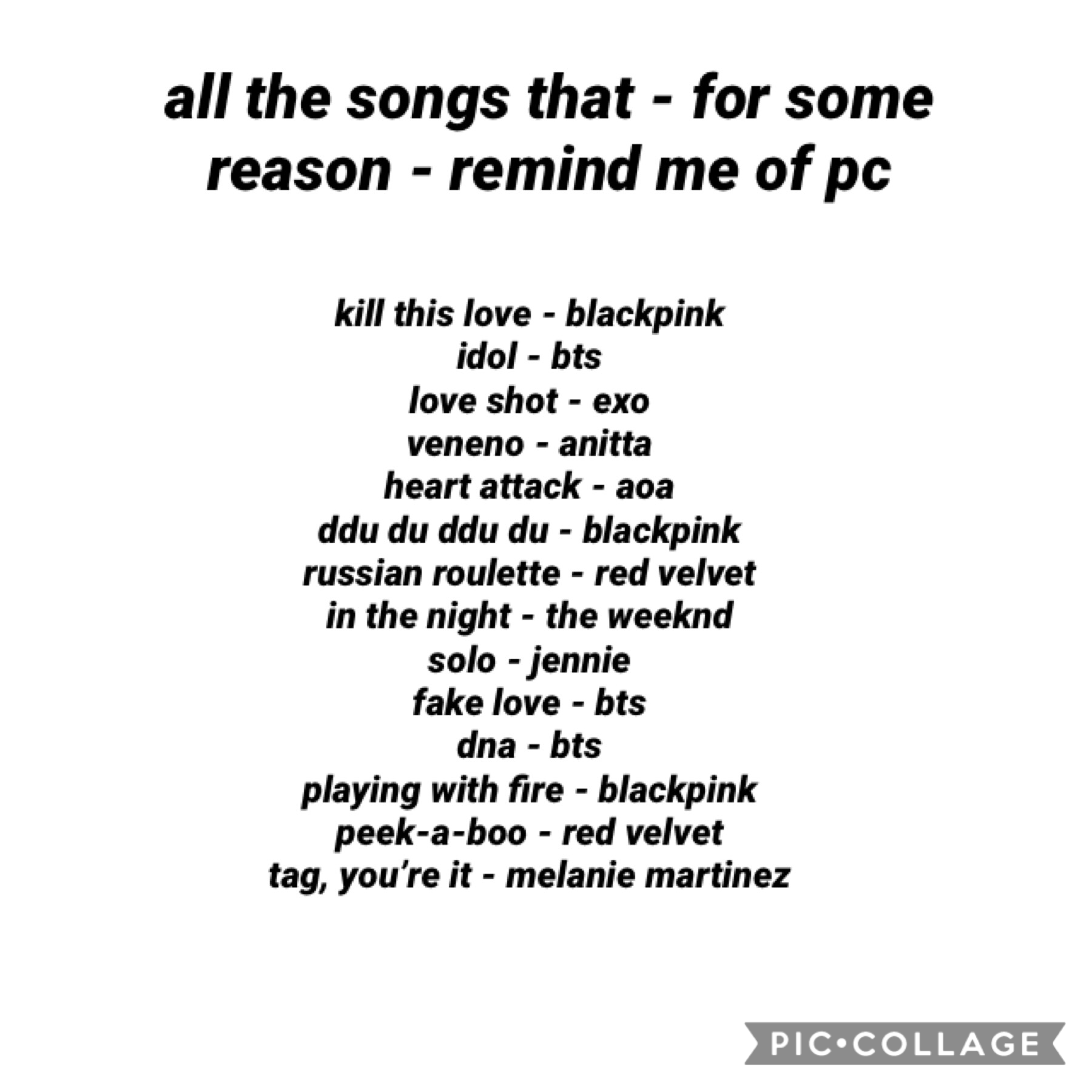 1 year on pc♡ ik it’s not important at all but these songs remind me of pc (and pc reminds me of these songs) so i just wanted to share this playlist with y’all owo