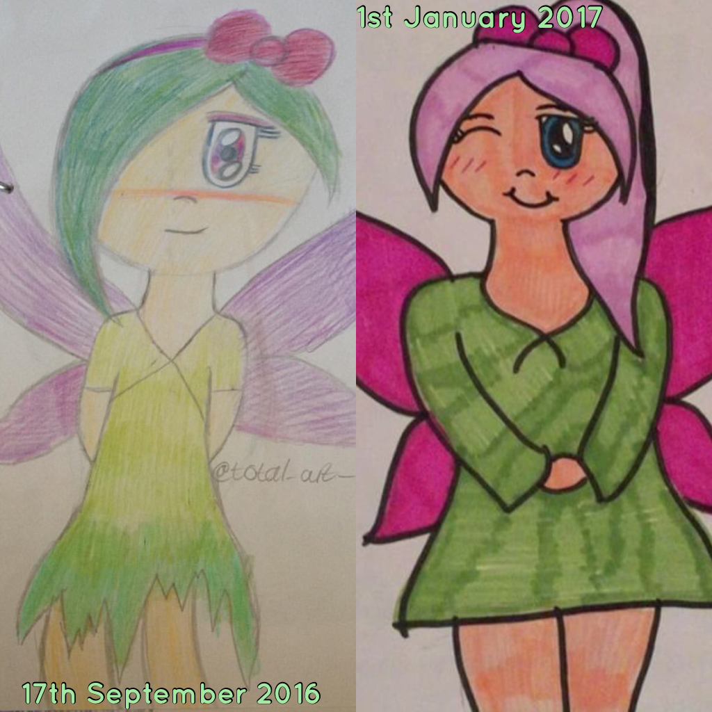 Do you think I've improved? I drew the new one for my sister so the mouth is a bit pre-school level 