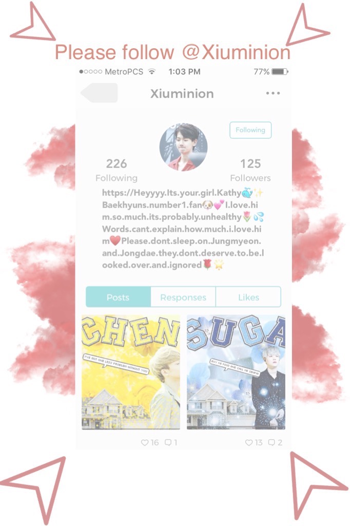 Tap if your @Xiuminion
HII ITS YOU FANPAGE HERE! I'm so excited to be the one who gives you your first FANPAGE! You deserve this because of you editing skill and supporting personality:)