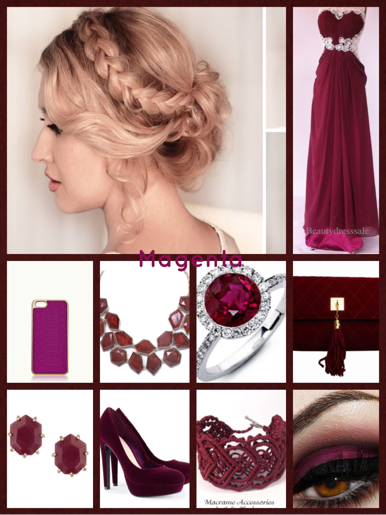 Magenta prom night outfit set 