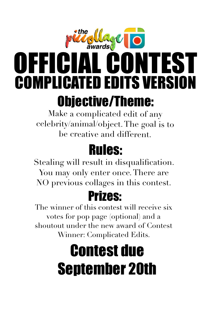 THESE CONTESTS ARE YOUR FINAL CHANCES TO WIN AN AWARD. PLEASE NOTE THAT IN AN ATTEMPT TO INCLUDE AS MANY PEOPLE AS POSSIBLE, YOU WILL NOT WIN IF YOU WON A DIFFERENT AWARD.