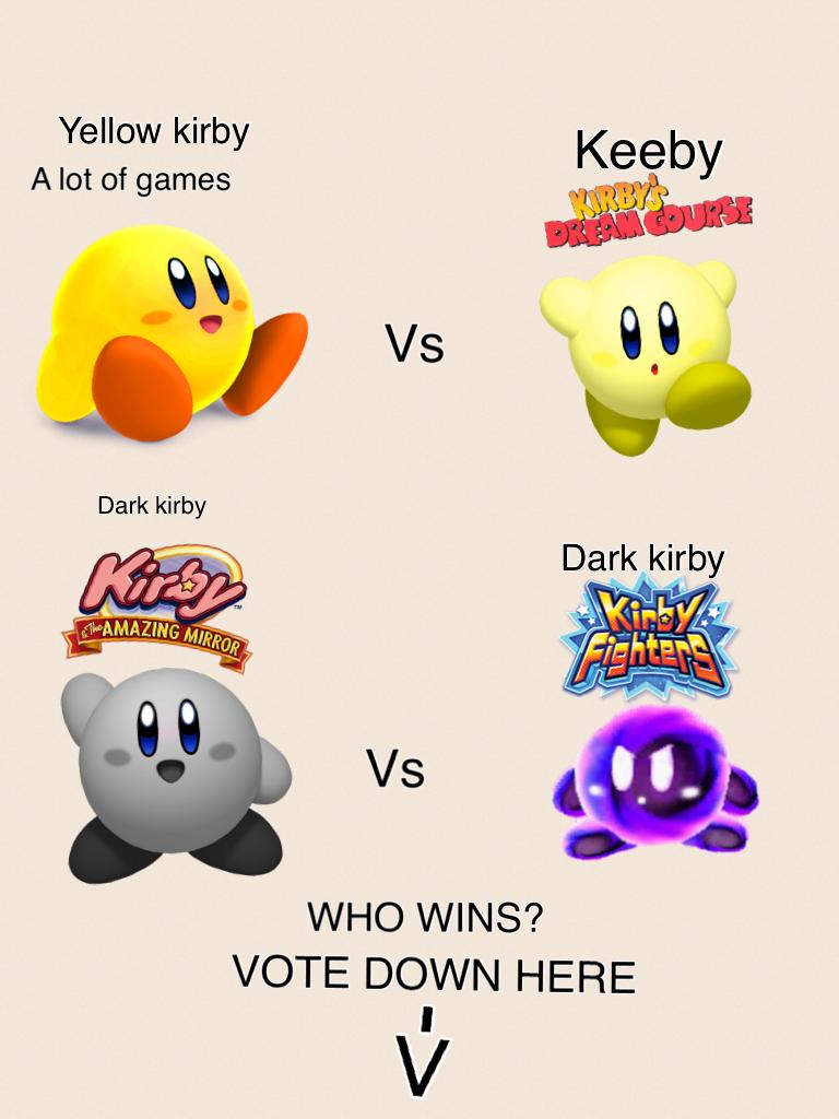 Click here for names
Shadow Kirby (KATAM)
Shadow Kirby (KF)
Yellow kirby
Keeby