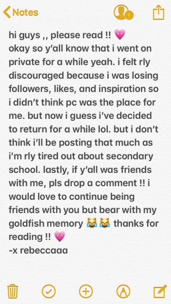 • t a p p y •
please read !! i know i went inactive for rly longg and but i decided to come back idk why  lol . uh so i would wanna be friends with y’all it looks like some of y’all changed your username soo kindly cmt if we were friends before .
-rebb x 