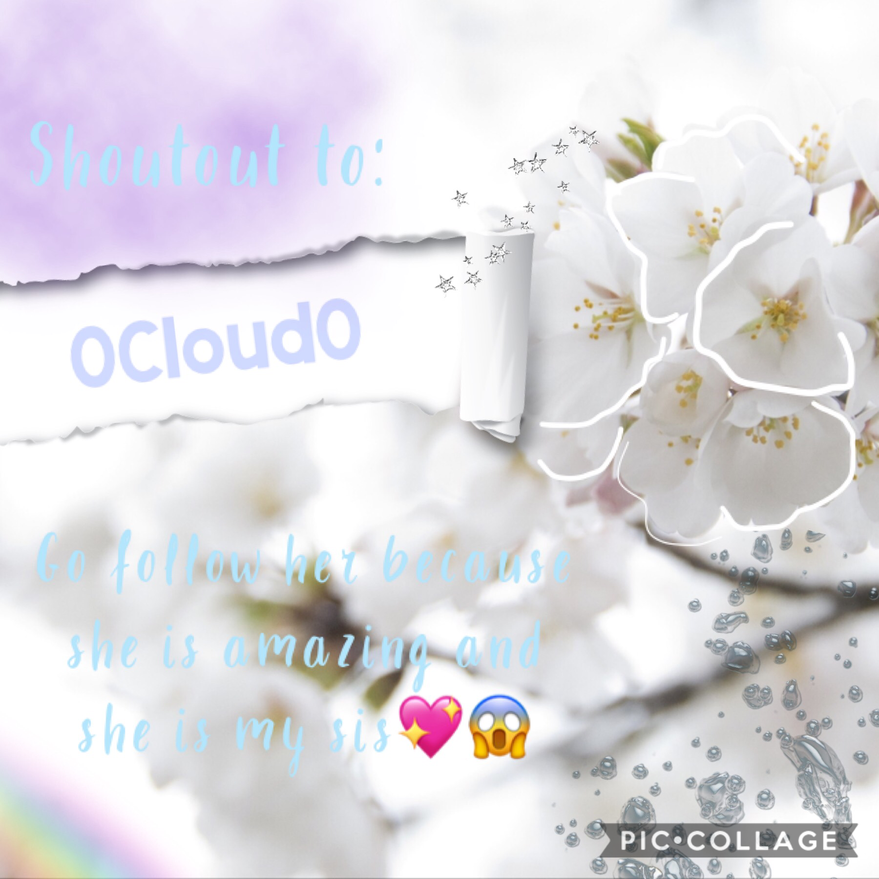 ⭐️Tap⭐️
Go follow my sis! 0Cloud0 ! She is so good and she inssspiireess me sooo much 😂 and she is so nice 💖
Btw, thank you guys sm for the follows! I only just started pic collage and I LOVE it 😊! 
💖💖💖💖💖💖💖💖