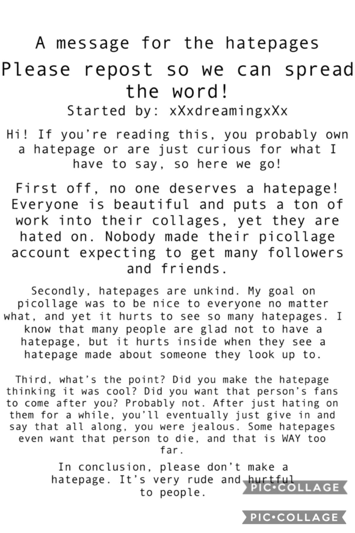 Please repost this on your account and spread the word. Also, we can’t have more hatepages!