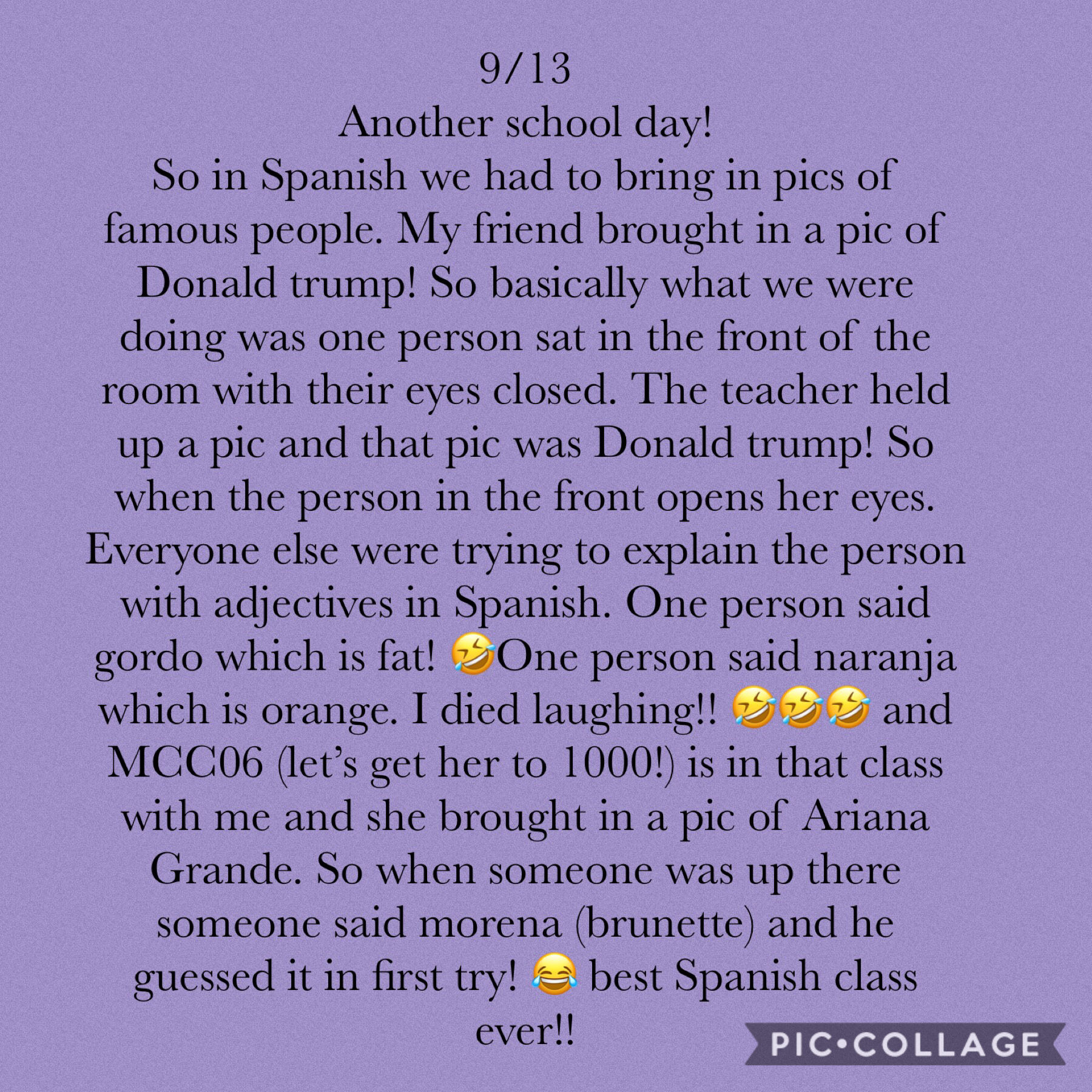 Tap

❤️ That’s my Spanish class. It’s weird. 

❤️ LETS GET MCC06 TO 1,000!!!!

❤️ I’m probably gonna do a lot of these (writing about my school day.)

Xoxo ❤️❤️❤️❤️
 
