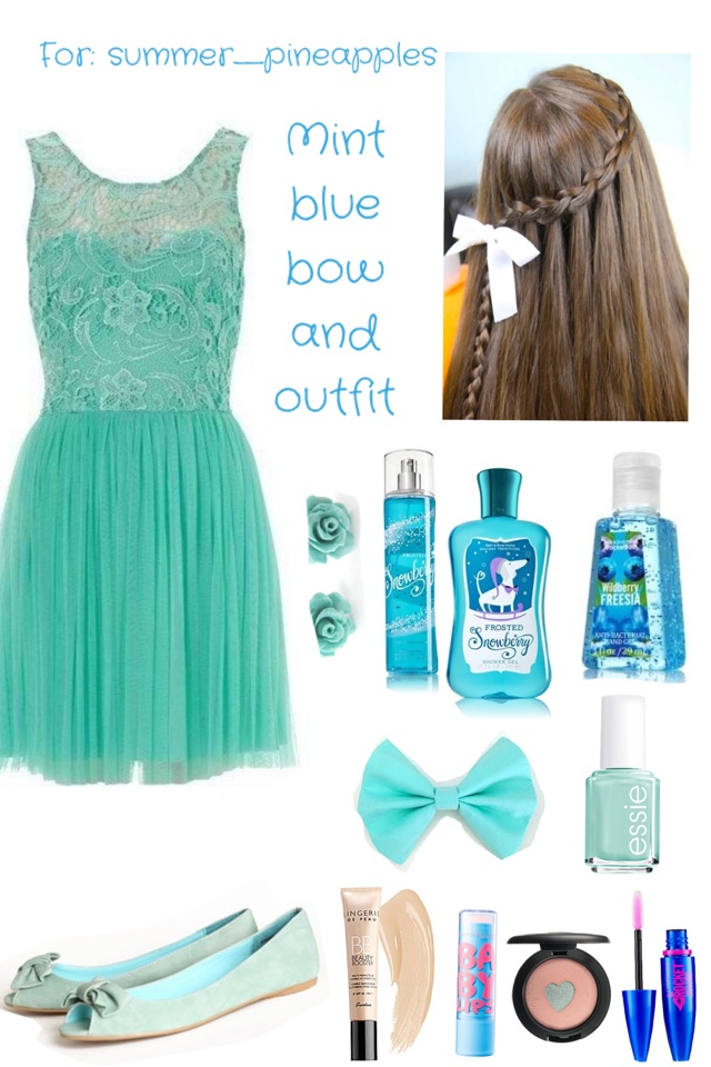Mint blue bow and outfit 