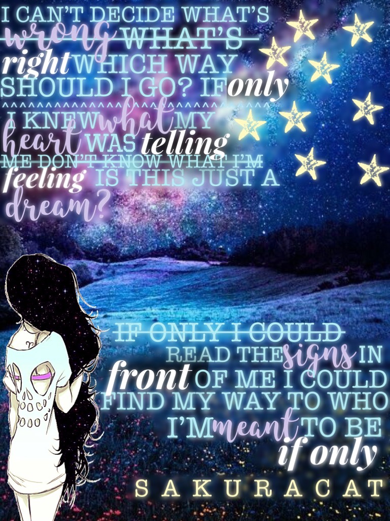 Tap🌟

Inspired by @rhapsodie! I’m working on one that’s inspired by her as well :) The text is the lyrics of If Only from Descendants 1! QOTD: Favourite song from Descendants? (If you’ve watched it-I haven’t 😂😅) If not, favourite Disney movie? AOTD: If On