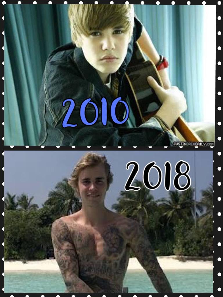  Justin Bieber before and after (2010 & 2018