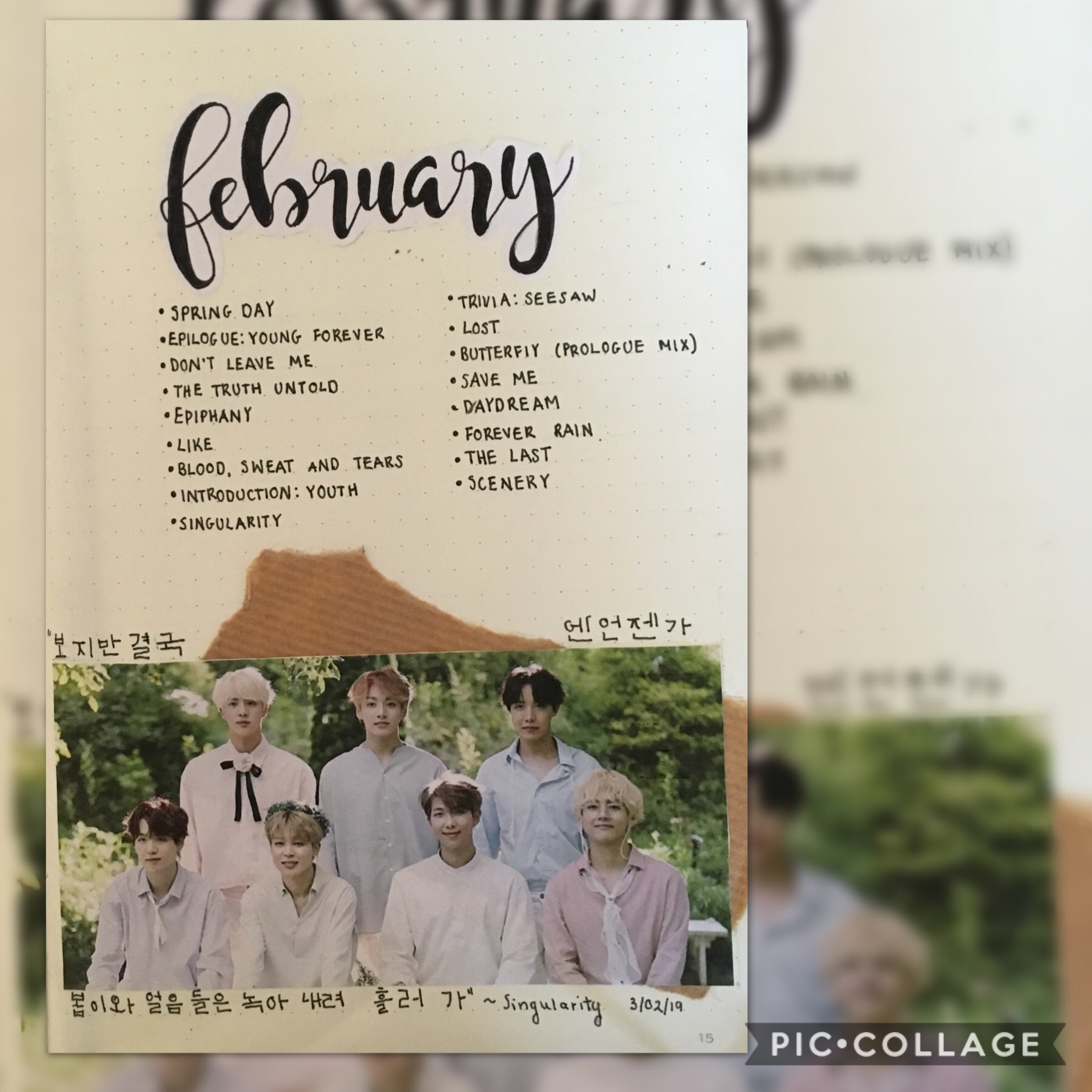 ✨february // tap✨

aha my playlist is finally here! my writing is ugly but that’s fine. okay can we talk about bts at the grammys? i’ve never seen them look so fine help me. also mInT HaiREd tae i’m in love. also they didn’t win and neither did fob so i f