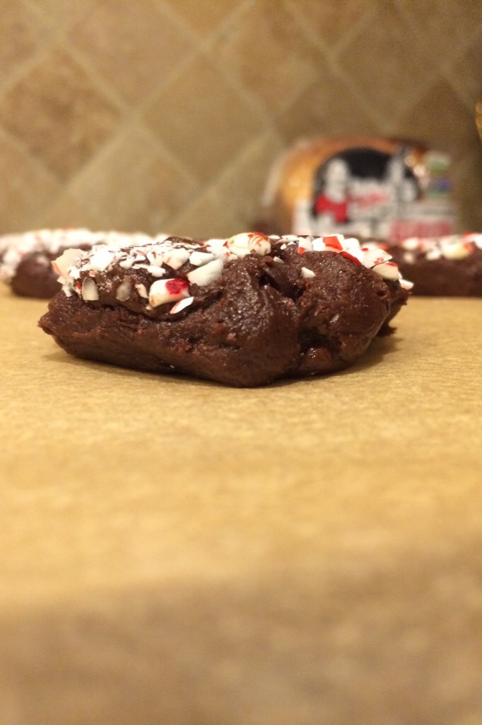 🍪T A P🍪
Close up picture of chocolate peppermint cookies me and my sister made. 👻😂