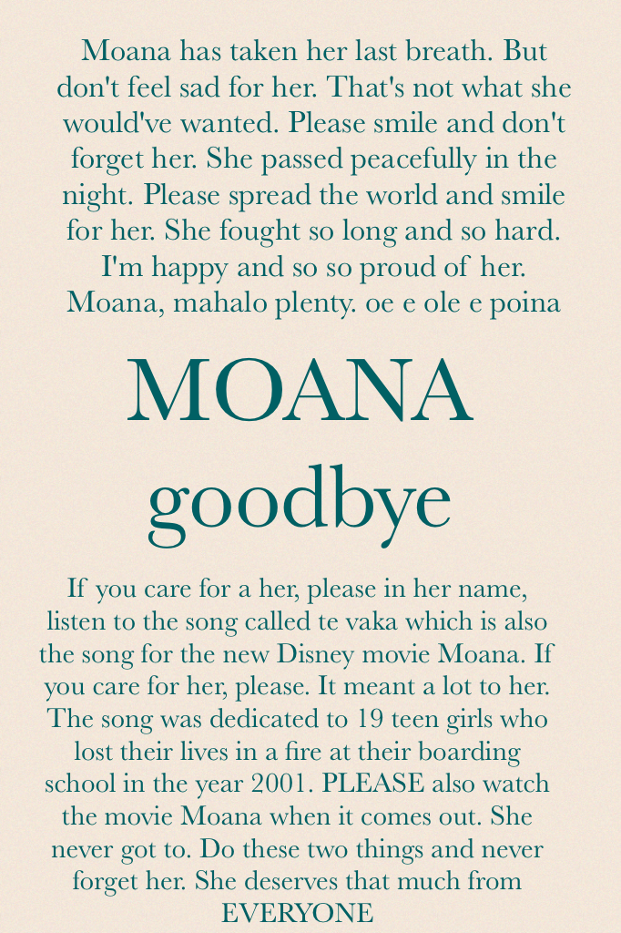 MOANA goodbye