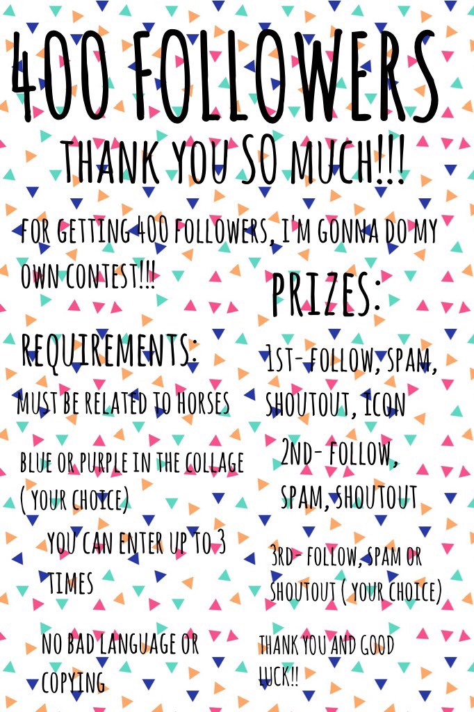 •click for more info•
first off, THANK YOU SO MUCH ILYSM!! second- the deadline is september 1st. if you have any questions, comment and i'll get back to you as soon as i can! ILYSM❤️❤️😘😘😍😍