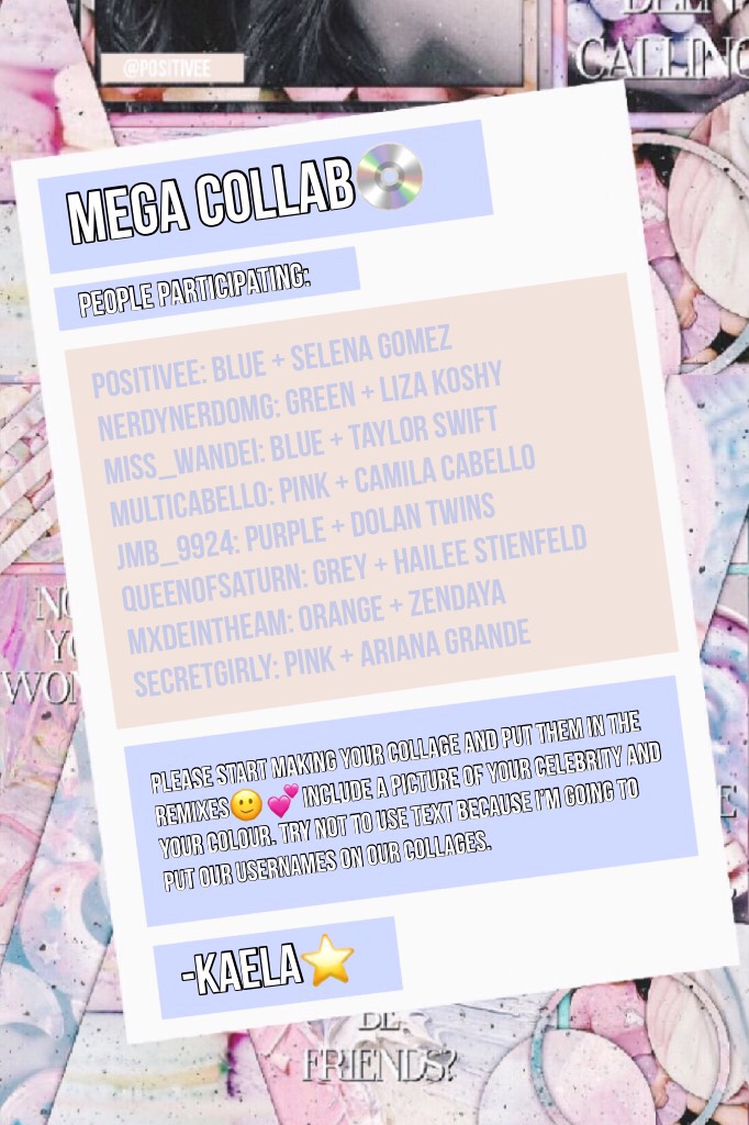 t a p
Good news!!
I’m in the same class as my best friend🤪🙀hehe
If you’re username is up there please start making your collage and put it in the remixes when you’re finished and I’ll put them together and finish it off💕