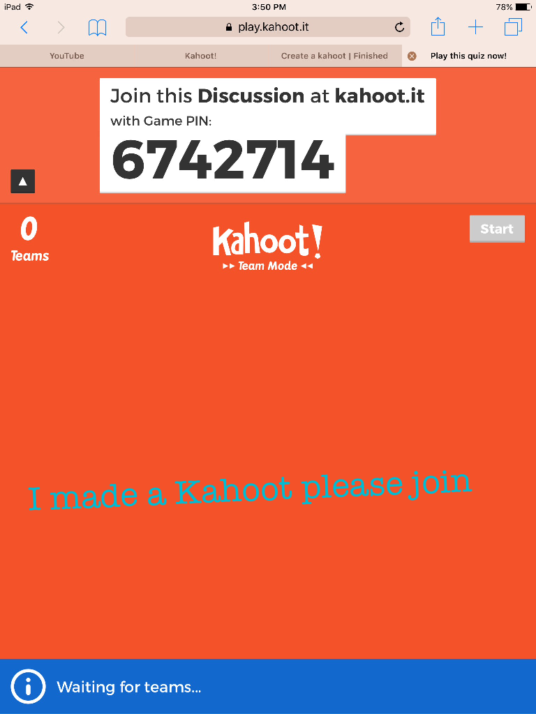 I made a Kahoot please join 