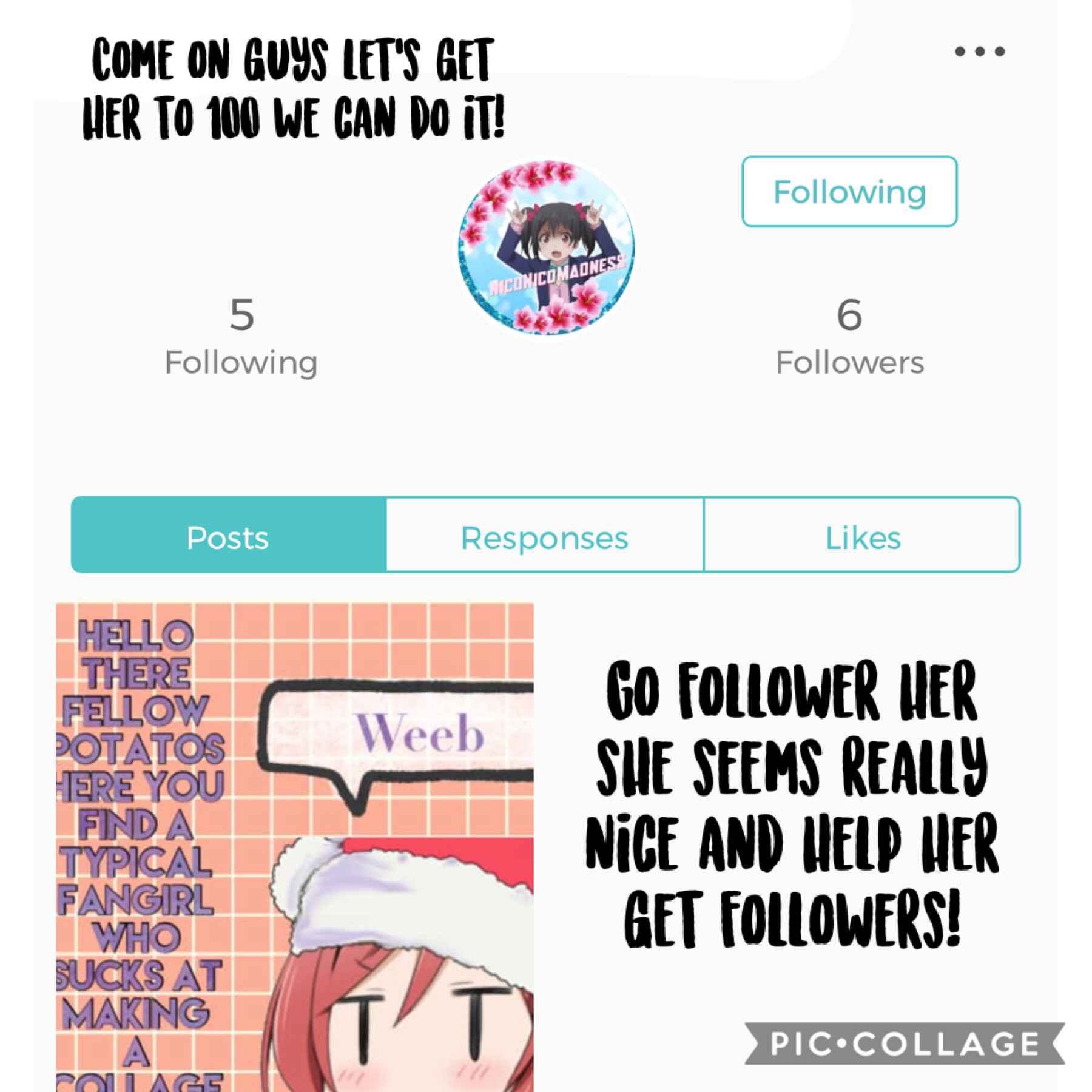 Tap
Follower her and help her get followers! 