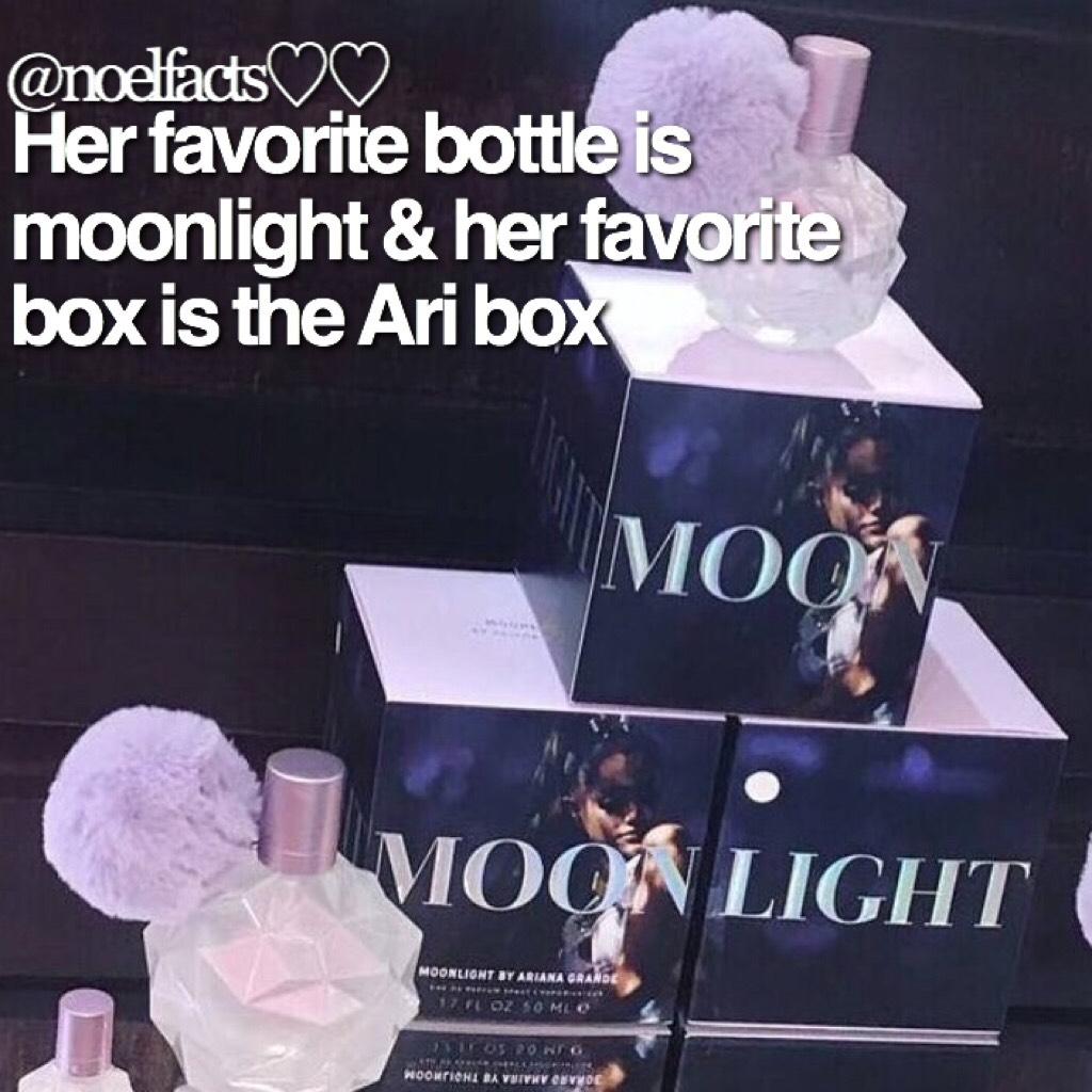 I can't wait to get moonlight eeeek it looks so cute! 😊🌙💜 QOTD: fav bottle & box from Ariana's perfumes? AOTD: Ari is my fav bottle & Ari is my fav box too lol 💘😙