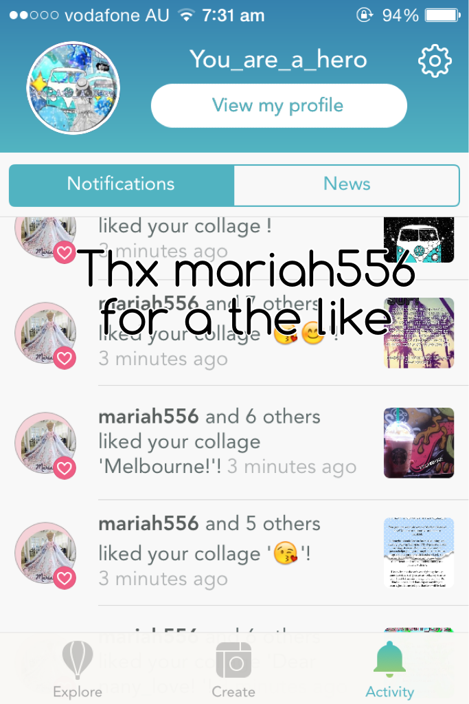Thx mariah556 for a the like