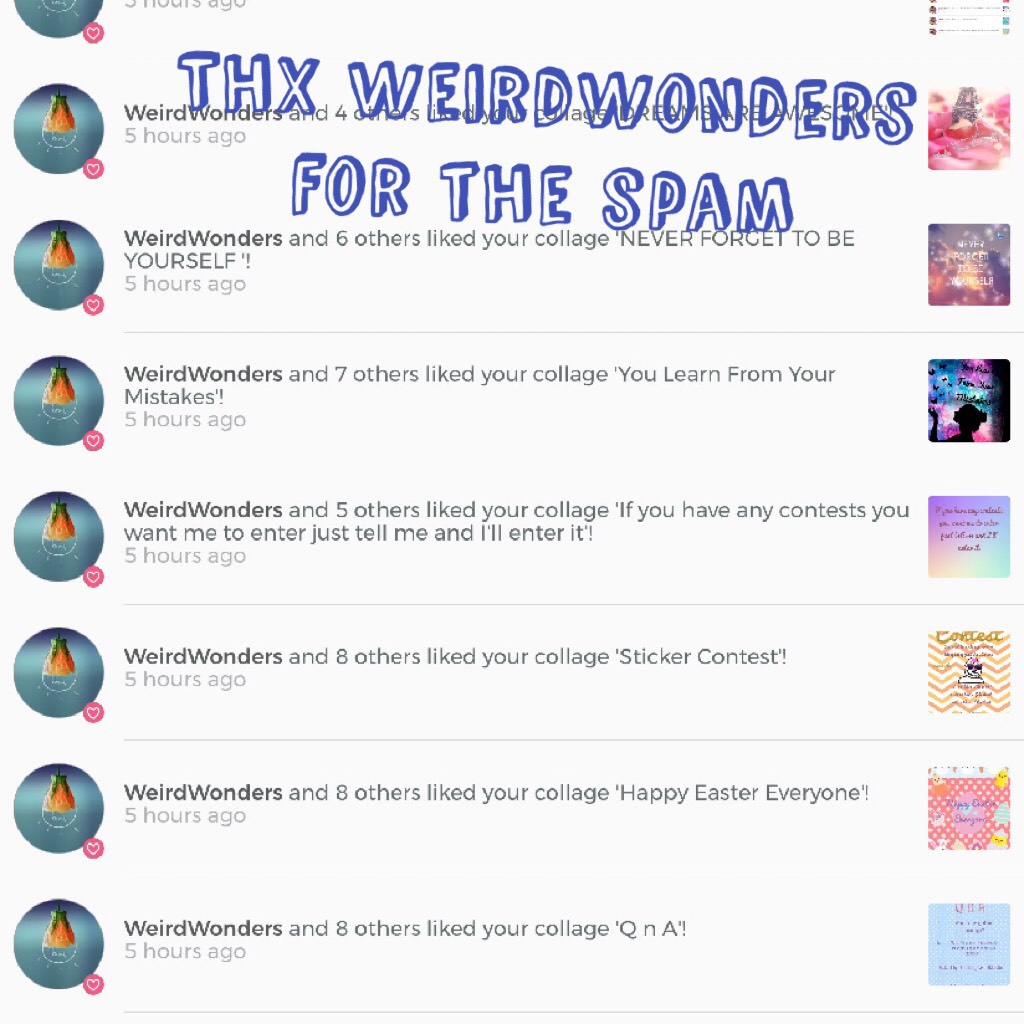 Thx WeirdWonders for the spam
