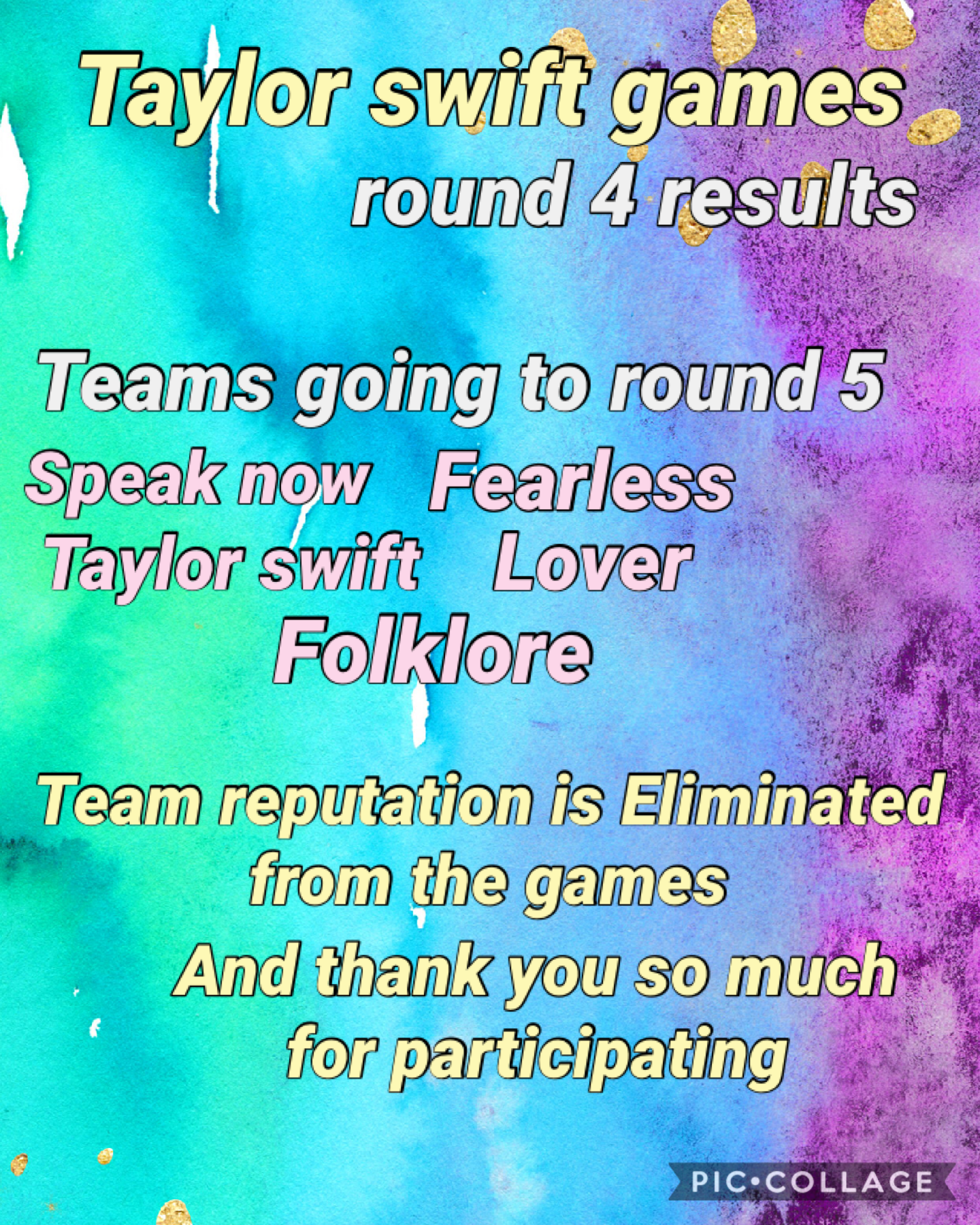 Taylor swift games round 4 results 