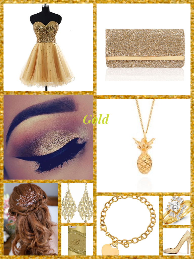 Gold prom night outfit set