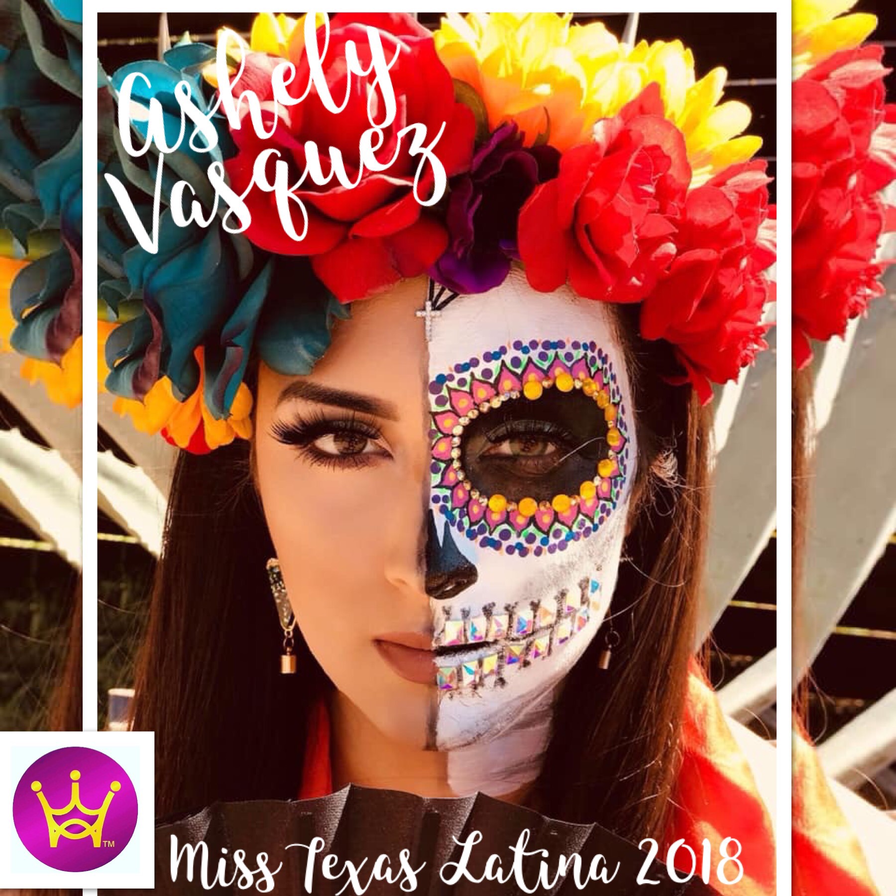 Our stunning Miss Texas Latina showcasing our Latin Culture Catrina! We remember our loved ones in a very special Way