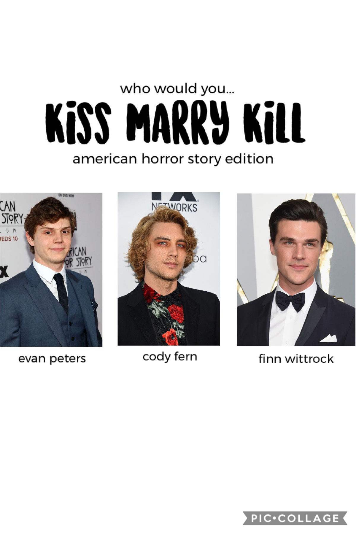 whom kiss, whom marry whom kill?