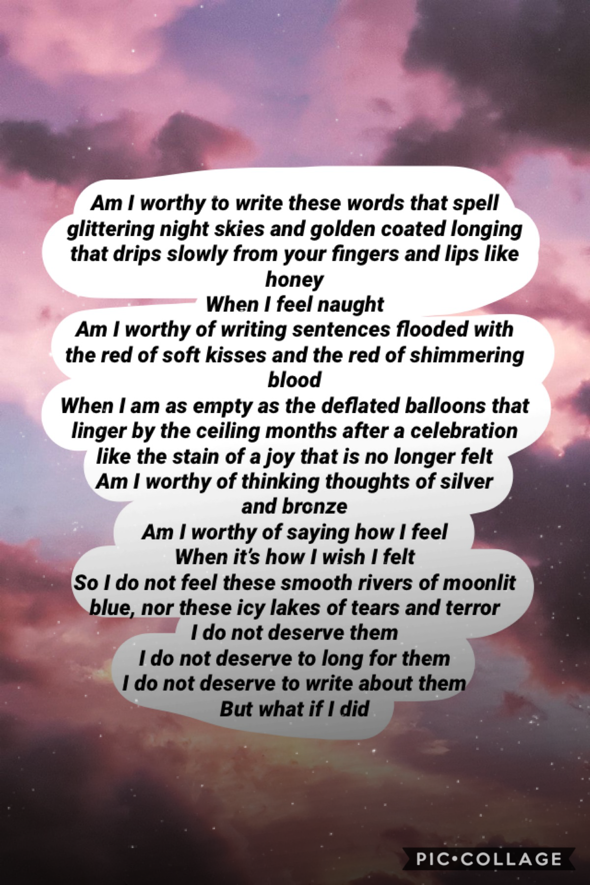 Tap if you like brownies
YAS👏🏻👏🏻👏🏻
So this one’s kinda meh
I like some parts of it but other parts of it I dislike but don’t know how to fix
The poem is basically about how I like to write about feeling emotions I hardly experience myself but enjoy writin