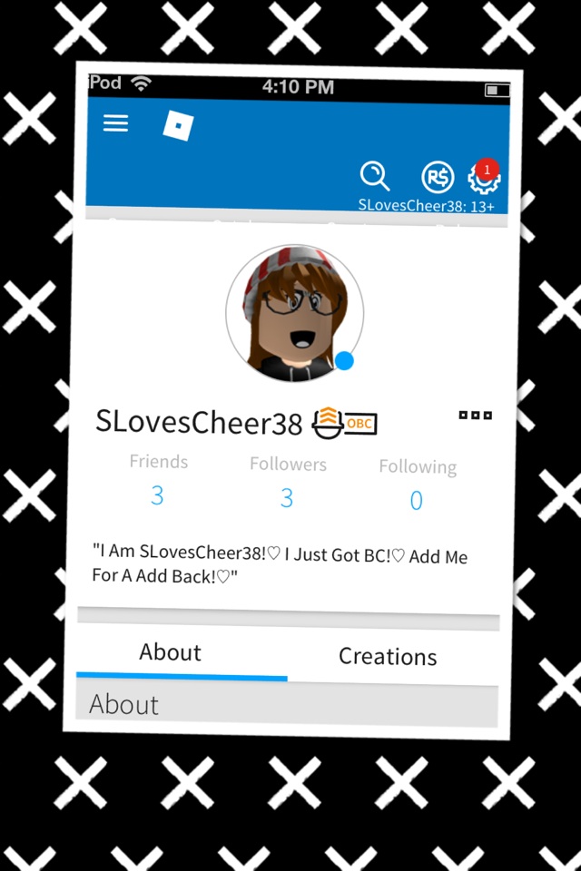 Add me and follow me on roblox just got it