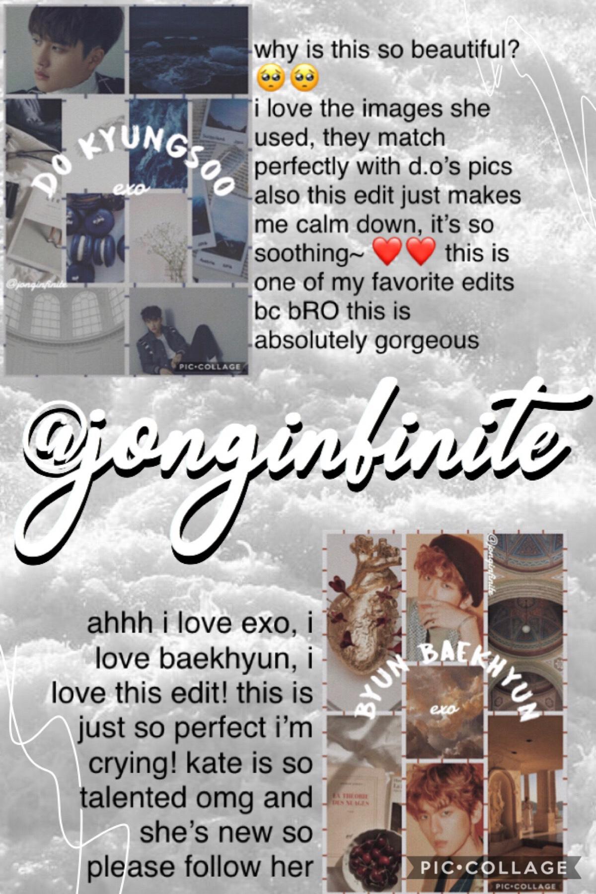 🍓follow @jonginfinite🍓

we haven’t talked much
but her edits are so pretty, i just needed to post this~

~mei
(@oofsehun)