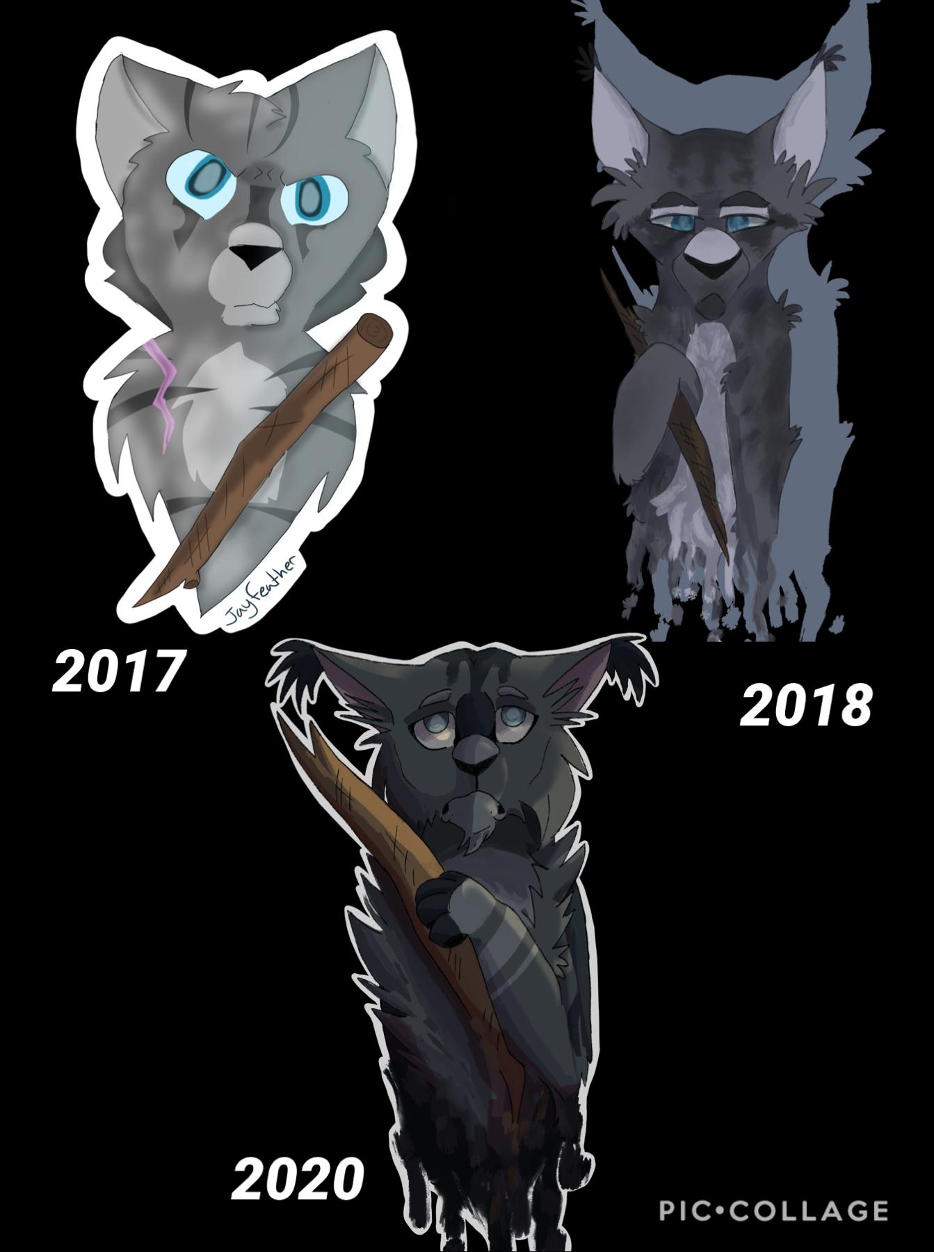I made a sticker back in 2017 and then redrew it just to see the improvement, it’s good to know that my style and character design skills have changed and it’s really cool to look back at old art!