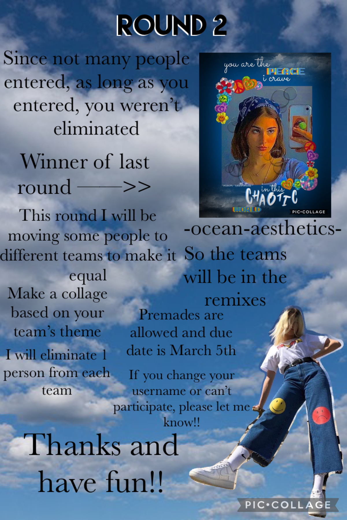 ☁️Round 2☁️
Hey skies!! Ok, I legit forgot about the contest 😖 Ok, so I had to move Shiyah6 to team grunge to even out the teams. As long as you entered the last round, you made it to this round! New teams are in the remixes so good luck to everyone and t