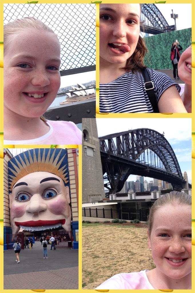 On holiday in Sydney, in Luna Park, Sydney harbour bridge & the Sydney opera house!!