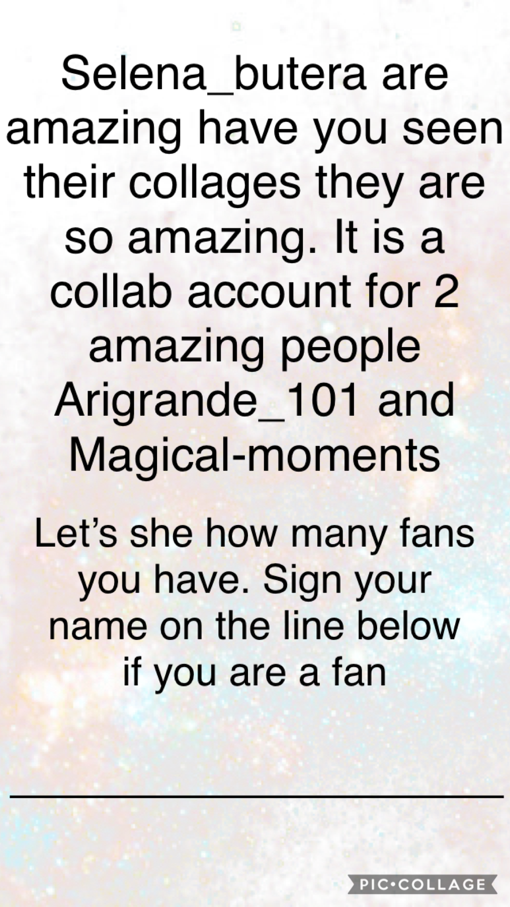 Please follow Selena-Butera , Arigrande_101, and  magical-moments 💙