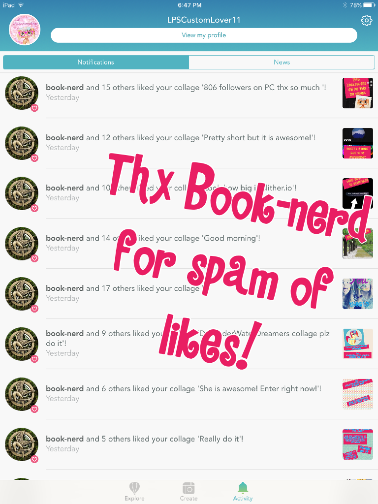 Thx Book-nerd for spam of likes!