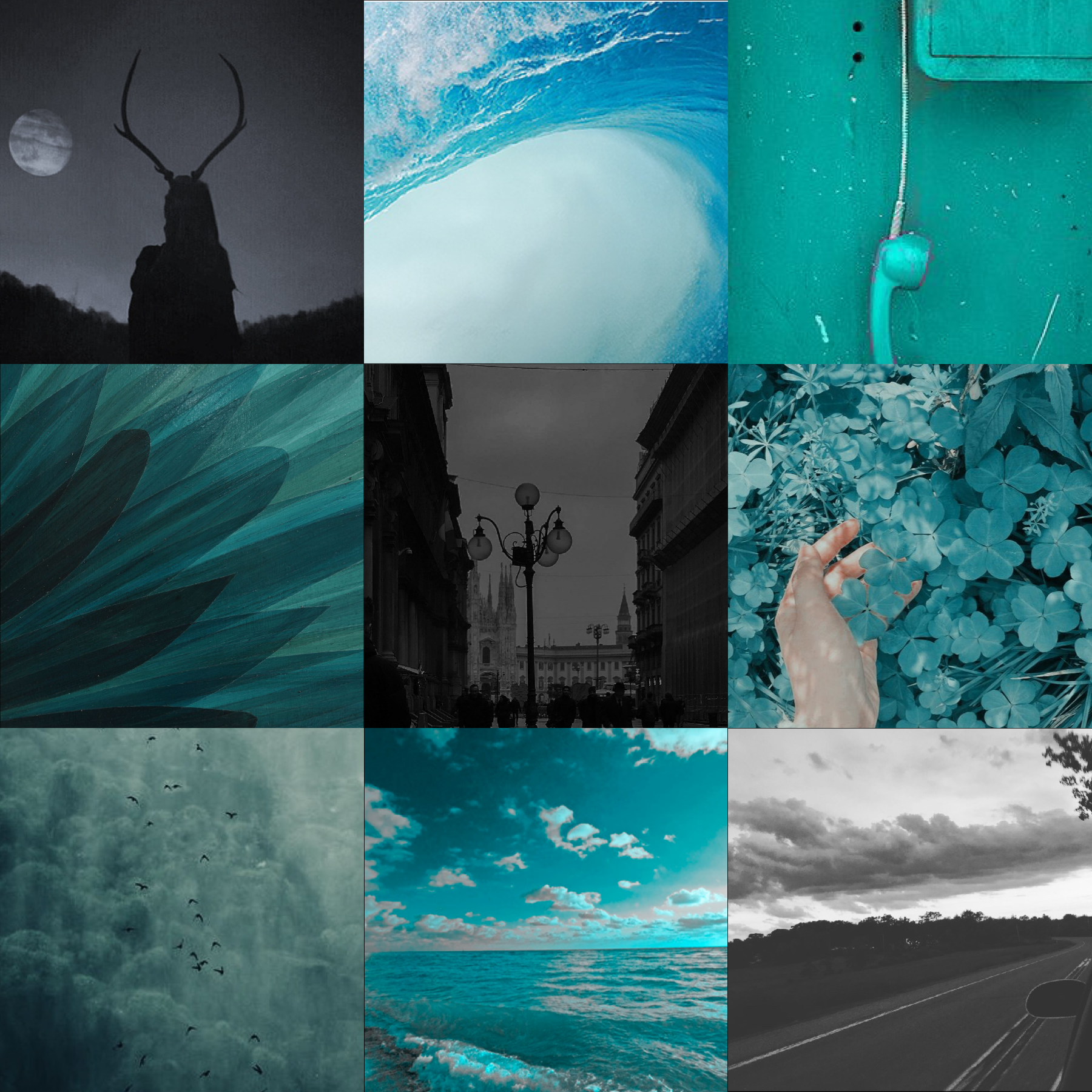 Teal and gray moodboard 