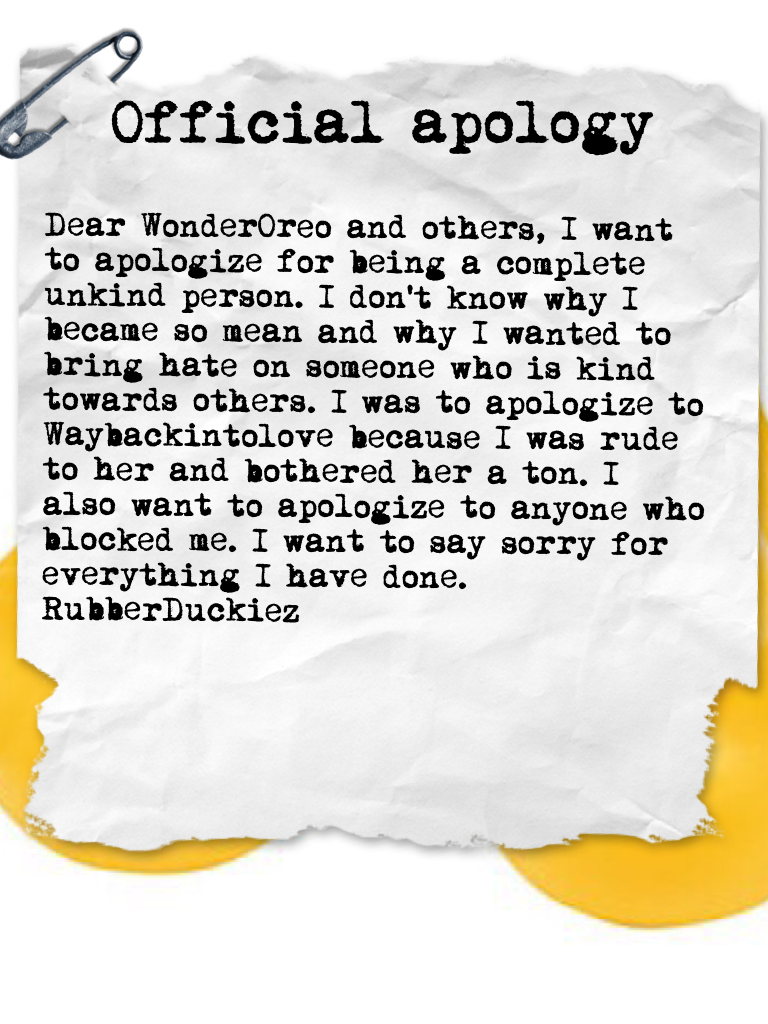Official apology 