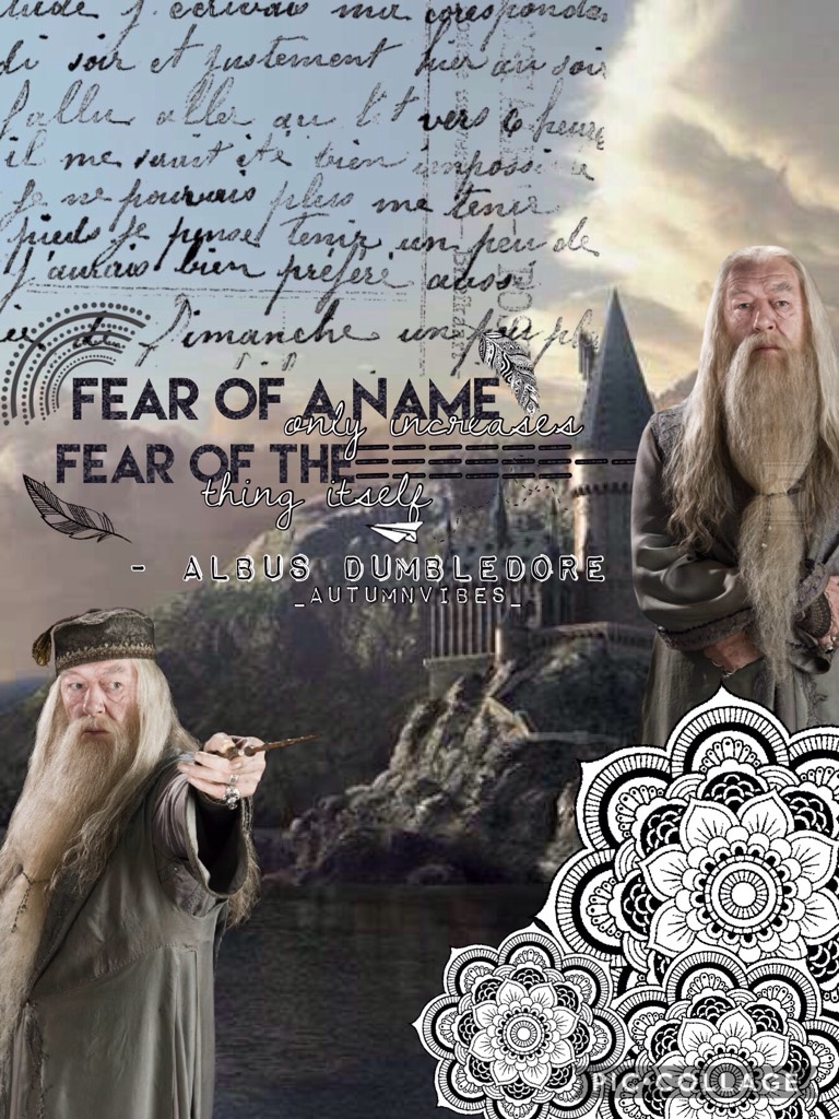 "Fear of a name only increases fear of the thing itself." 
-Albus Dumbledore        YASSS Harry Potter 4 Life!!