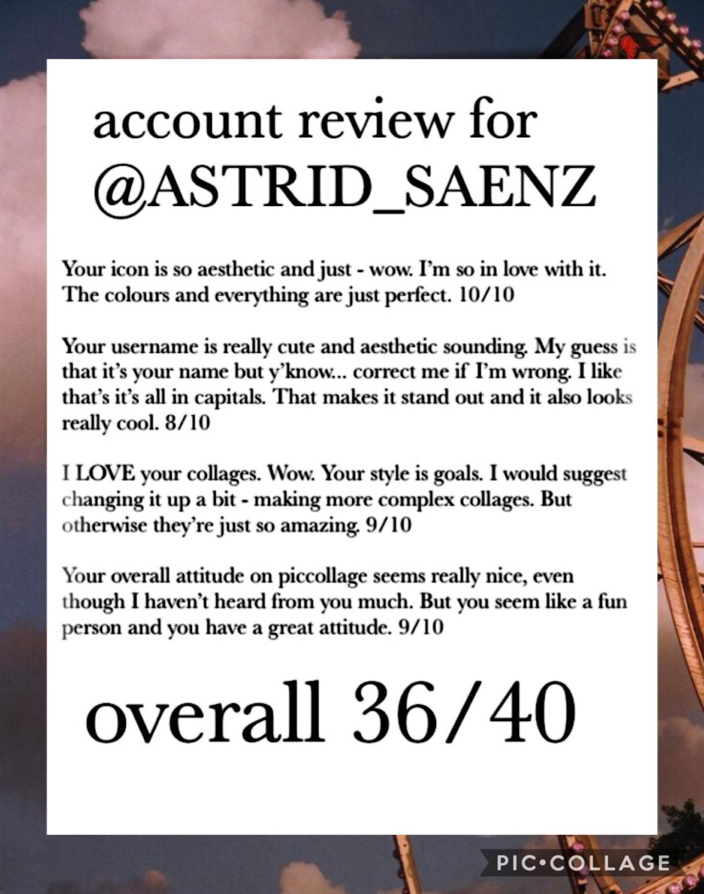 Account review for @ASTRID_SAENZ