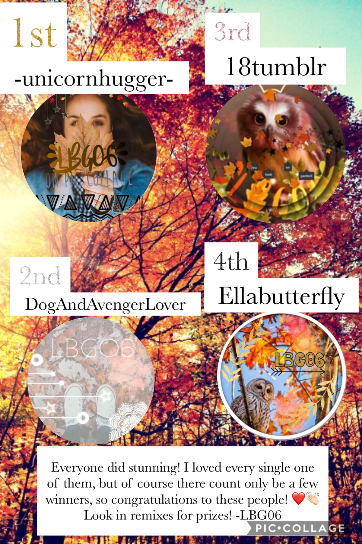 Tap

Omg this was so hard to decide! Everyone’s entry was amazingg!!!
Congrats to winners! Prizes in remixes! 
🍂🍁🍂🍁🍂🍁
Xoxo❤️