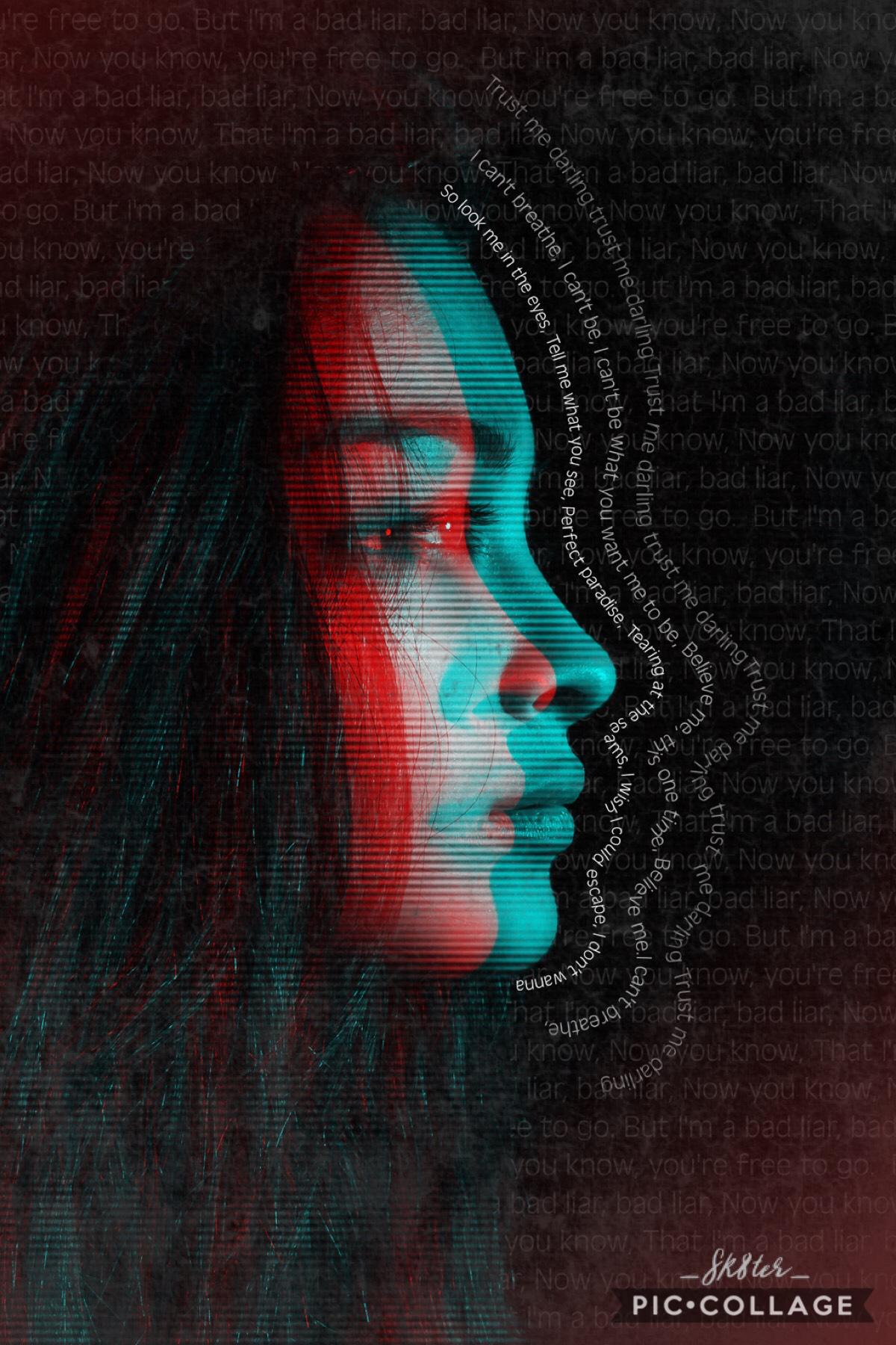 Hey Guys! Sorry for not posting, I just moved to Australia for a year and I’ve been a busy bee 🐝 

Bad liar ~ imagine dragons #glitch #3D #badliar 