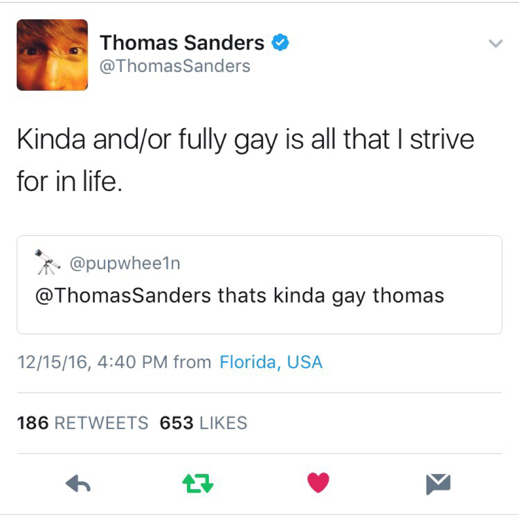 I think Thomas just came out and I'm so proud if he did😌🏳️‍🌈