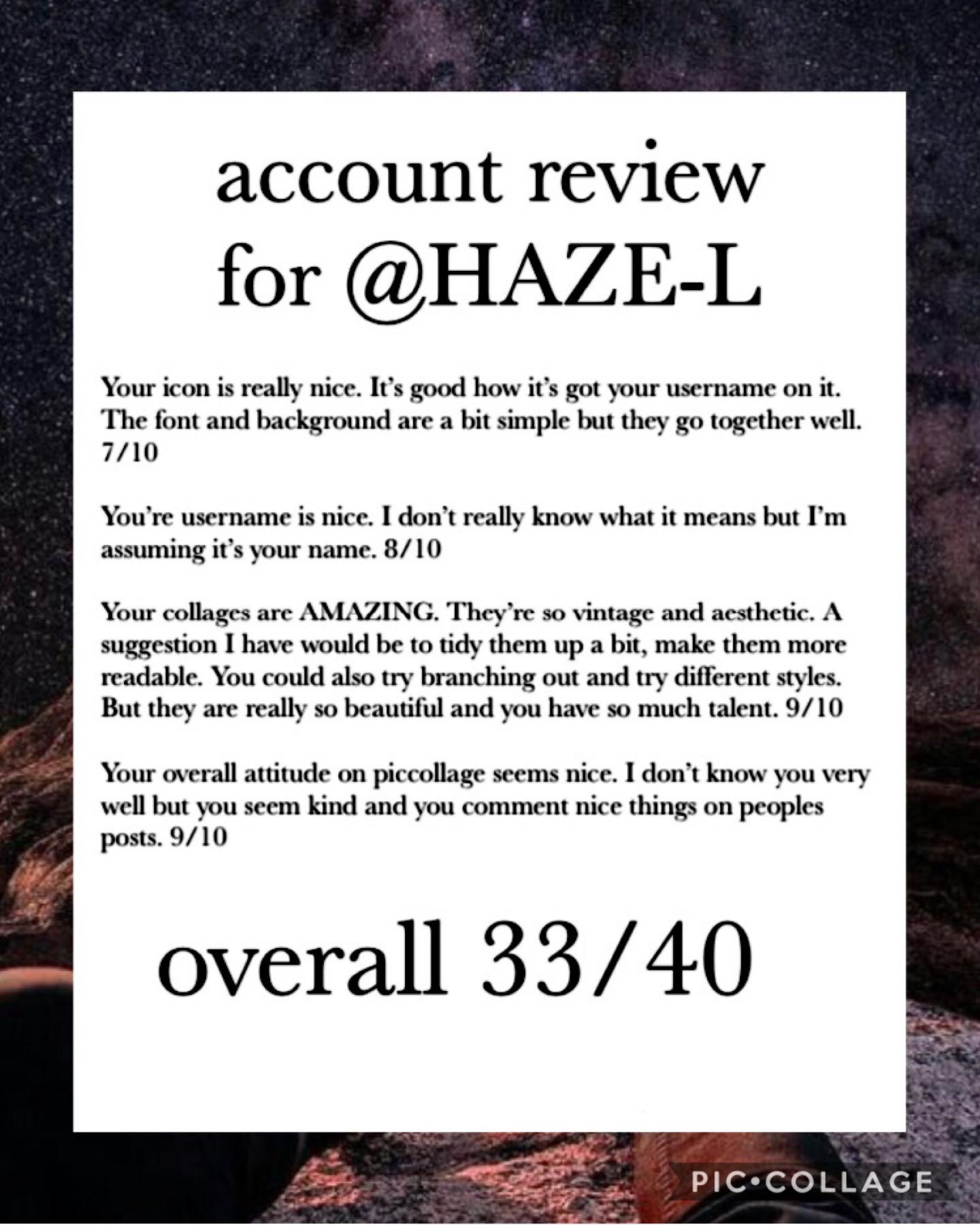 Account review for @HAZE-L