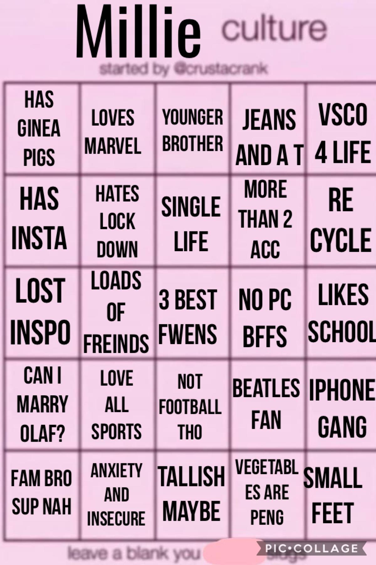 Please do my bingo 💗
